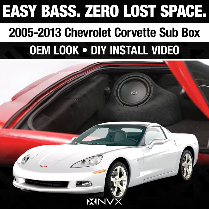 2006-2013 Chevy Corvette C6 - Custom 250W RMS 10" Loaded Subwoofer Enclosure | NVX BE-GM-VETC6