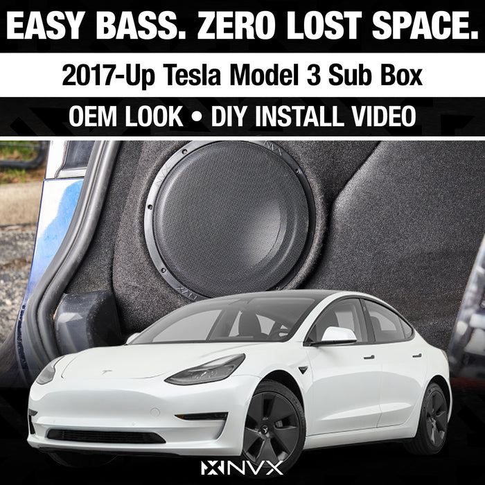 2017-Up Tesla Model 3 - Custom 500W RMS 10" Loaded Subwoofer Enclosure | NVX BE-TM3-VSW10S2