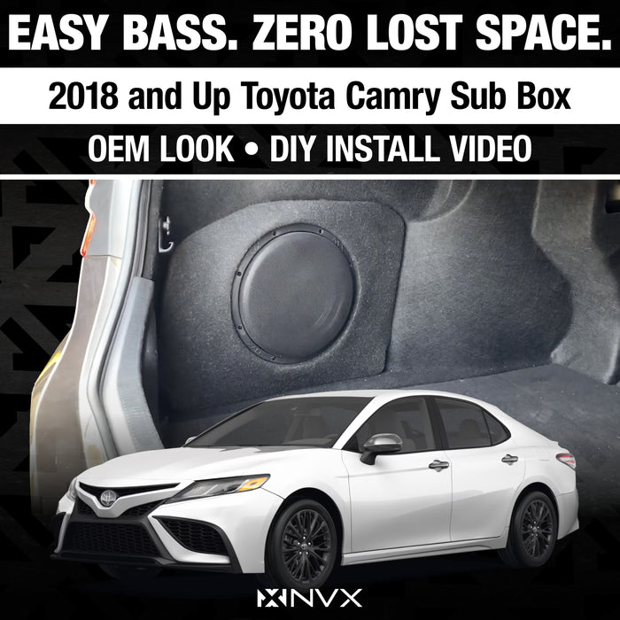 2018 and Up Toyota Camry - Custom 500W RMS 10" Loaded Subwoofer Enclosure | NVX BE-TOYCAM-G8