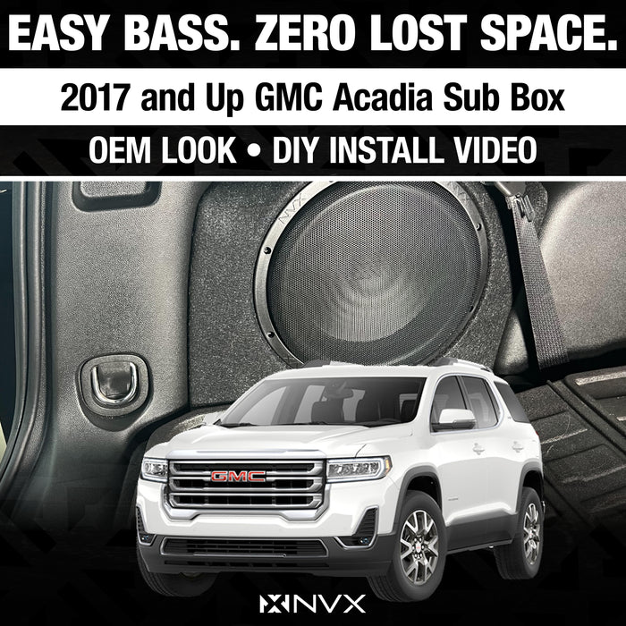 2017 and Up GMC Acadia - Custom 500W RMS 10" Loaded Subwoofer Enclosure | NVX BE-GMCACA-G2