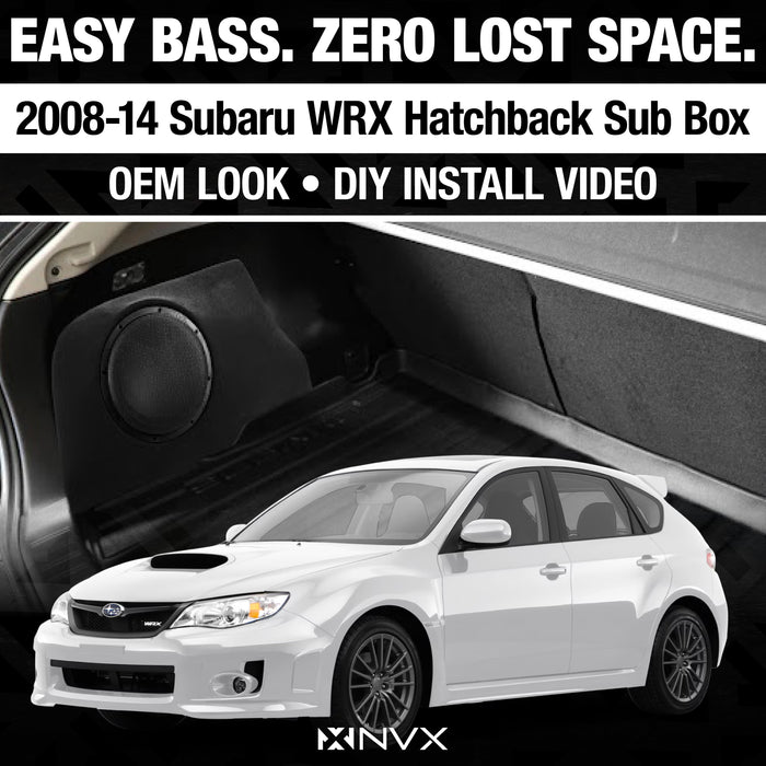 2008-2014 Subaru WRX Hatchback - Custom 500W RMS 10" Loaded Subwoofer Enclosure | NVX BE-SUBWRX-GGR