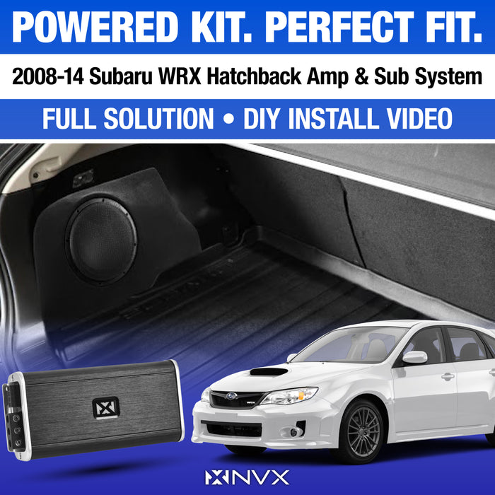 2008-2014 Subaru WRX Hatchback Bass Package - Includes 10" 500W RMS Subwoofer, Custom Enclosure, Monoblock Amplifier, Line Out Converter and Complete Wiring Kit (PBK-SUBWRX-GGR)