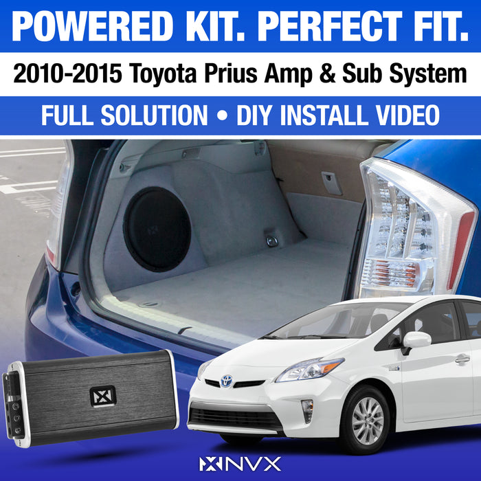 2010-2015 Toyota Prius Bass Package - Includes 10" 350W RMS Subwoofer, Custom Enclosure, Monoblock Amplifier, Line Out Converter and Complete Wiring Kit (PBK-TOY-PRIG3-NSW104v2)