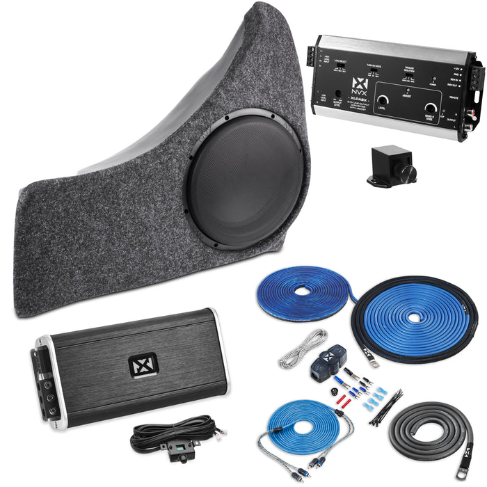 2013-2020 Ford Fusion Bass Package - Includes 10" 500W RMS Subwoofer, Custom Enclosure, Monoblock Amplifier, Line Out Converter and Complete Wiring Kit (PBK-FDFSN-G2)