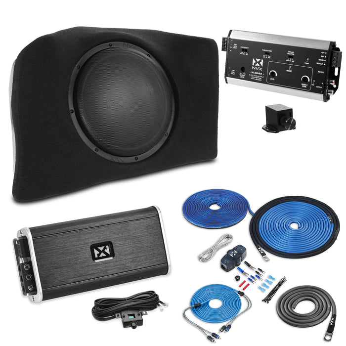 2006-2013 Chevy Corvette Bass Package - Includes 10" 350W RMS Subwoofer, Custom Enclosure, Monoblock Amplifier, Line Out Converter and Complete Wiring Kit (PBK-BE-GM-VETC6)