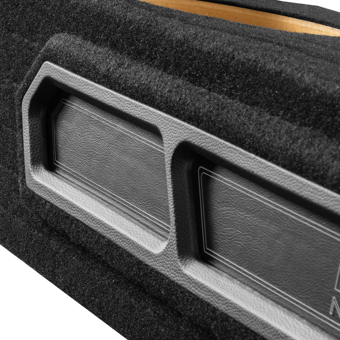 Custom Dual 12" Under-seat Sealed Unloaded Subwoofer Enclosure with LED Lighting for 2019-2024 Chevrolet Silverado and GMC Sierra Crew Cab Trucks | BE-GM-19SLVCC-S212