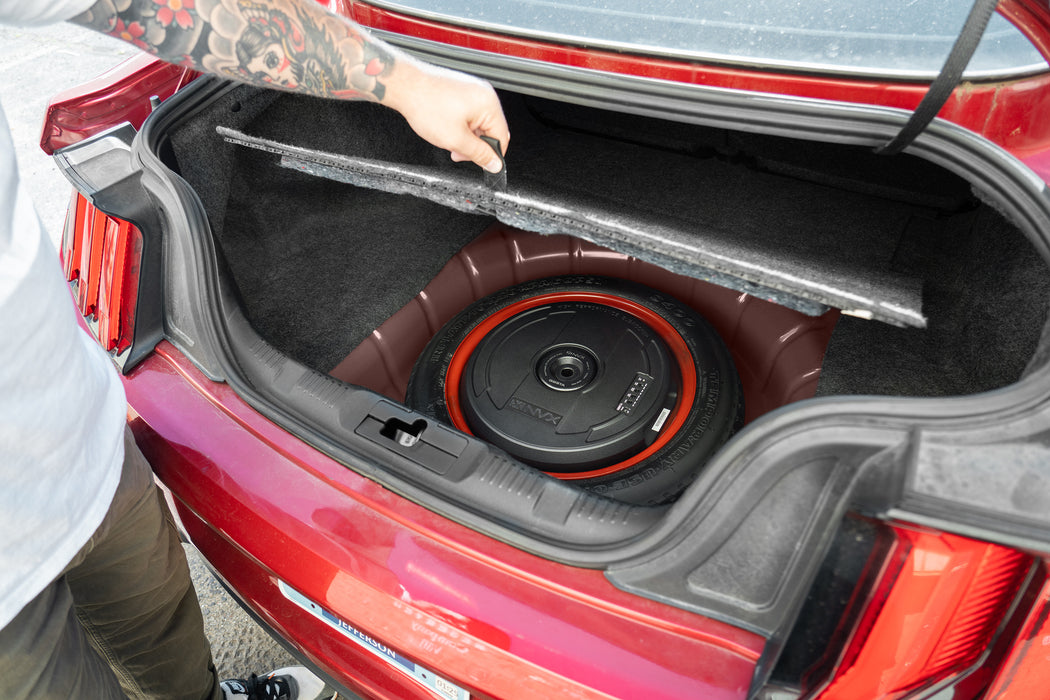 QBSTA 900W Peak (300W RMS) 11" Quick Bass Spare Tire Amplified Subwoofer System with Remote Bass Level Control