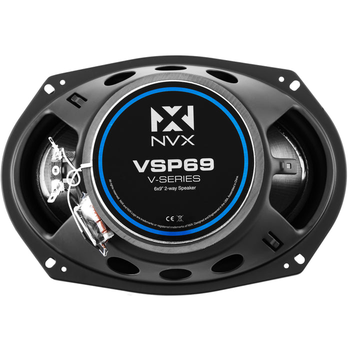 VSP69 900W Peak (300W RMS) 6x9" V-Series 2-Way Coaxial Speakers with 25mm Silk Dome Tweeters