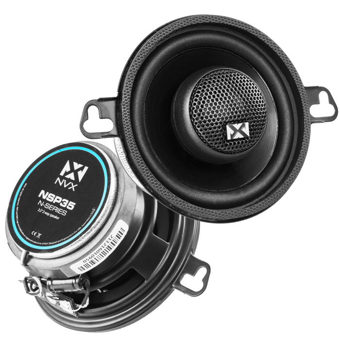 NSP35 200W Peak (70W RMS) 3.5" N-Series 2-Way Coaxial Car Speakers with 20mm Silk Dome Tweeters