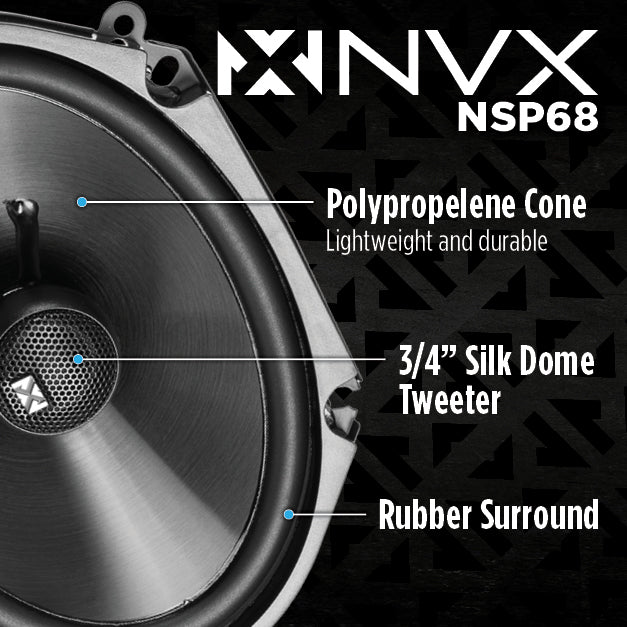 NSP68 540W Peak (180W RMS) 6x8" N-Series 2-Way Coaxial Speakers with 20mm Silk Dome Tweeters