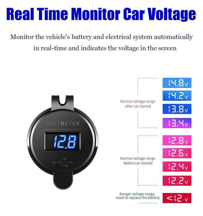 XQC302 Dual USB Quick Charge 3.0 Car Charger with LED Digital Voltmeter