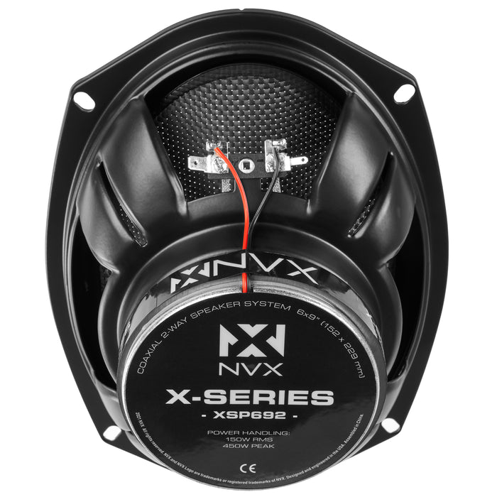 XSP692 900W Peak (300W) RMS X-Series 6"x9" 2-Way Coaxial Speakers with Carbon Fiber Cones and 25mm Silk Dome Tweeters